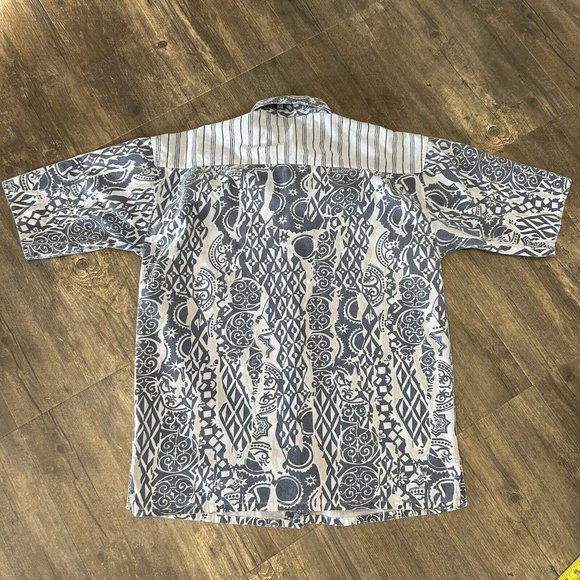 Vintage Gitano Button Front Shirt Men Size Medium Short Sleeve All Over Print - Picture 6 of 6